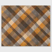 Rustikale Orange-Rost-Braun-Ton Plaid-Muster Geschenkpapier (Flach)