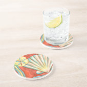 Rustikale Orange Seashells Getränkeuntersetzer (Seite)