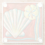 Rustikale Orange Seashells Glasuntersetzer (Rückseite)