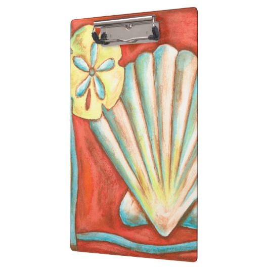 Rustikale Orange Seashells Klemmbrett (Links)