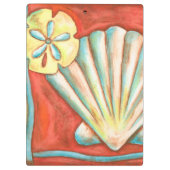 Rustikale Orange Seashells Klemmbrett (Rückseite)