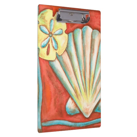 Rustikale Orange Seashells Klemmbrett (Rechts)