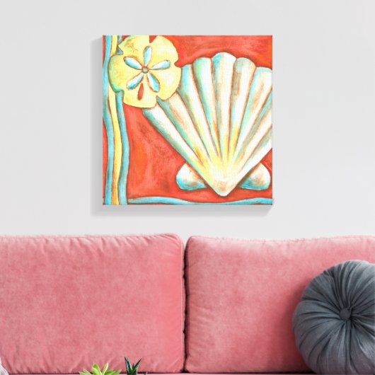 Rustikale Orange Seashells Leinwanddruck (Insitu (Wohnzimmer))