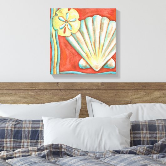Rustikale Orange Seashells Leinwanddruck (Insitu (Schlafzimmer))