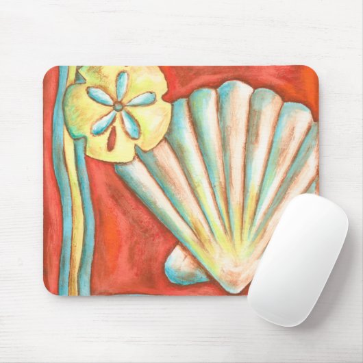 Rustikale Orange Seashells Mousepad (Mit Mouse)