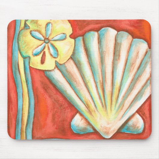 Rustikale Orange Seashells Mousepad (Vorne)