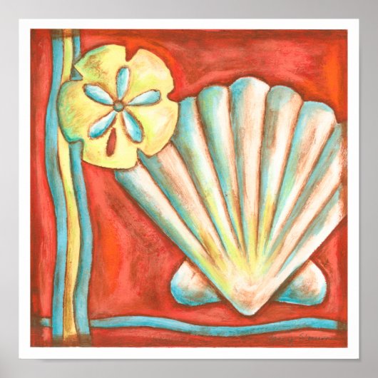 Rustikale Orange Seashells Poster (Vorne)