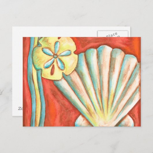 Rustikale Orange Seashells Postkarte (Vorne/Hinten)