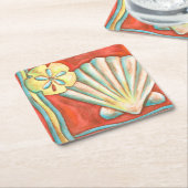 Rustikale Orange Seashells Rechteckiger Pappuntersetzer (angewinkelt)