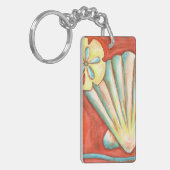 Rustikale Orange Seashells Schlüsselanhänger (Vorderseite links)