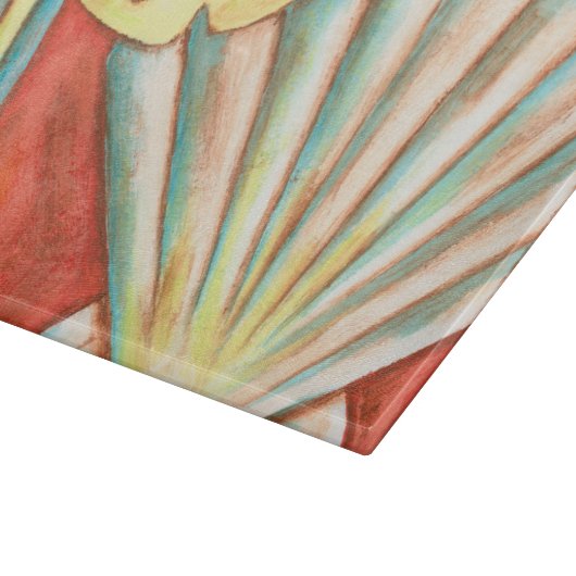 Rustikale Orange Seashells Schneidebrett (Ecke)