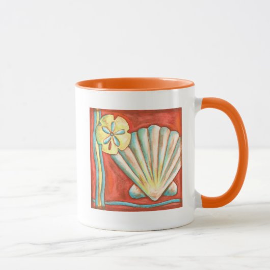 Rustikale Orange Seashells Tasse (Rechts)