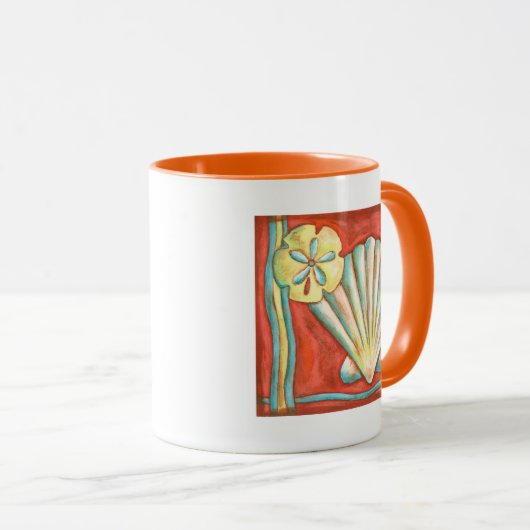 Rustikale Orange Seashells Tasse (VorderseiteRechts)