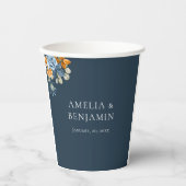 Rustikale Orange Terracotta Navy Blauer Rost Hochz Pappbecher (Vorderseite)