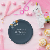 Rustikale Orange Terracotta Navy Blauer Rost Hochz Pappteller (Party)