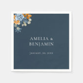 Rustikale Orange Terracotta Navy Blauer Rost Hochz Serviette (Vorderseite)