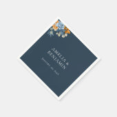 Rustikale Orange Terracotta Navy Blauer Rost Hochz Serviette (Ecke)