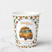 Rustikale Orange Truck Kleine Pumpkin Baby Dusche Pappbecher (Rückseite)