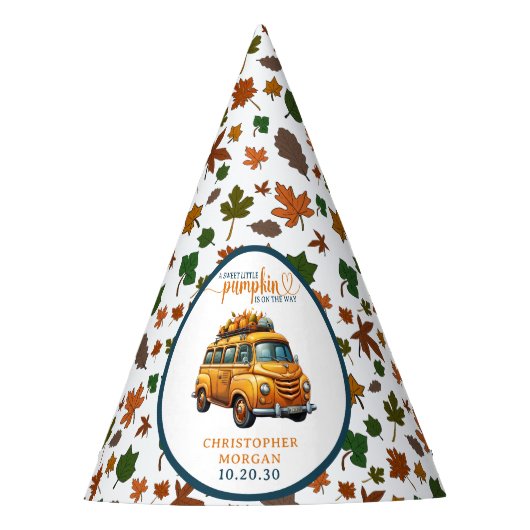 Rustikale Orange Truck Kleine Pumpkin Baby Dusche Partyhütchen (Vorderseite)