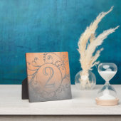 Rustikale Orange und Graue Bohemische Tischnummer Fotoplatte (InSitu)