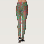 Rustikale Orange- und Green Damask Boho Style Legg Leggings (Rückseite)