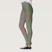 Rustikale Orange- und Green Damask Boho Style Legg Leggings (Links)
