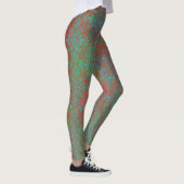Rustikale Orange- und Green Damask Boho Style Legg Leggings (Rechts)