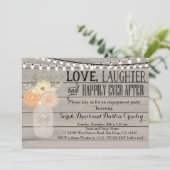 Rustikale orange Verlobungs-mit BlumenParty Einladung (Stehend Vorderseite)