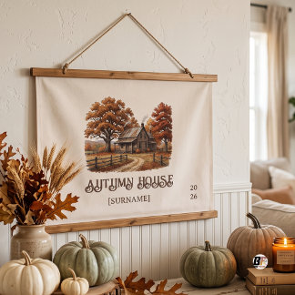 Rustikale Orange Vintage-Farmhouse Wandteppich Mit Holzrahmen