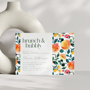 Rustikale Orangefarbene Blume Brunch Bubbly Einladung