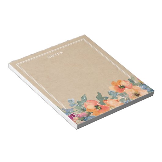 Rustikale Orangefarbene Blume Notepad Notizblock (angewinkelt)