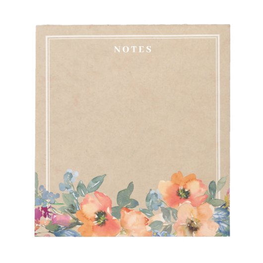 Rustikale Orangefarbene Blume Notepad Notizblock (Vorderseite)