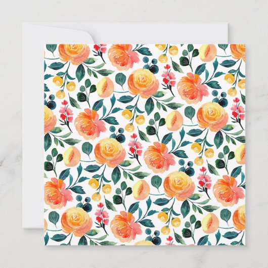 Rustikale Orangefarbene Blumendusche Square Einladung (Rückseite)