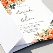 Rustikale Orangefarbene Florale Hochzeit Einladung