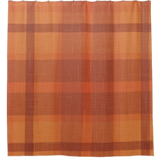 Rustikale Orangefarbene Herbstfälle Karierte Tarta Duschvorhang (Vorderseite)
