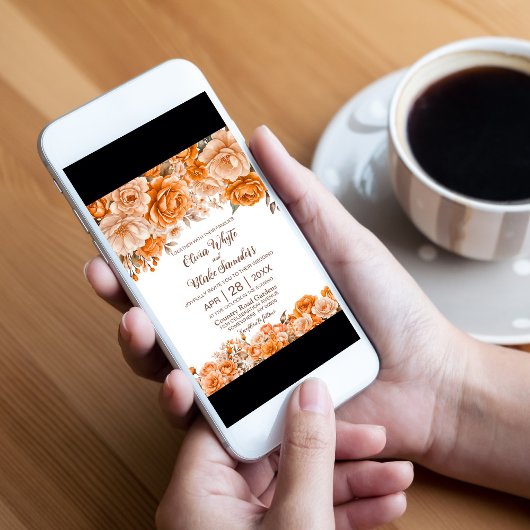 Rustikale Orangefarbene Hochzeit Einladung