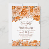 Rustikale Orangefarbene Hochzeit Einladung (Vorderseite)