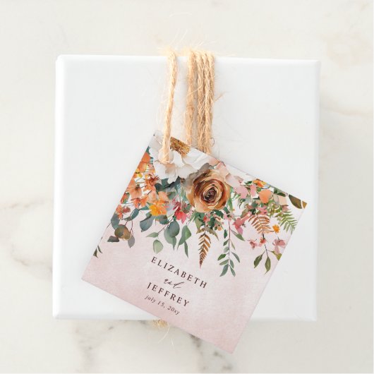 Rustikale Orangefarbene Hochzeit im Herbst Geschenkanhänger (Beispiel)