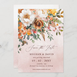 Rustikale Orangefarbene Hochzeit im Herbst Save The Date
