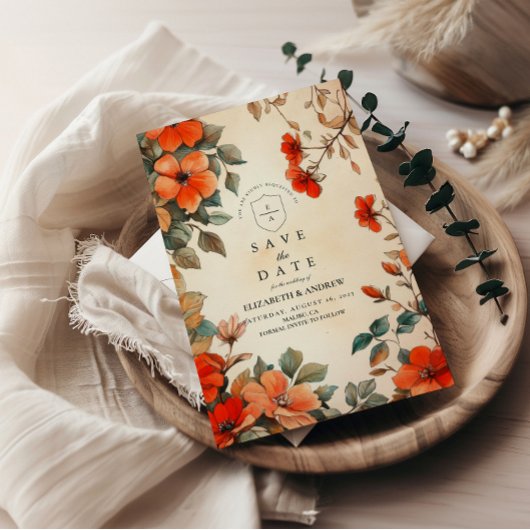 Rustikale Orangefarbene Hochzeit Save The Date