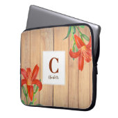 Rustikale Orangefarbene Lippenart Monogramm Laptopschutzhülle (Vorderseite Links)