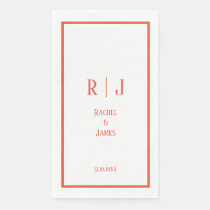 Rustikale Orangefarbene Minimalistische Monogramme Serviette