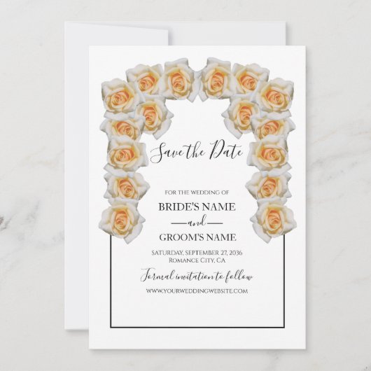 Rustikale Orangefarbene Rose sprengen das Datum Save The Date (Vorderseite)