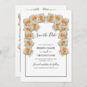Rustikale Orangefarbene Rose sprengen das Datum Save The Date (Vorne/Hinten)