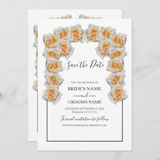 Rustikale Orangefarbene Rose sprengen das Datum Save The Date (Vorne/Hinten)