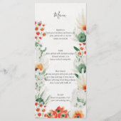 Rustikale Orangefarbene weiße Wasserfarbe Menükarte (Vorderseite)