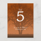 Rustikale Orangen-Eichenbaum-Hochzeit-Tischnummer Postkarte (Vorderseite)