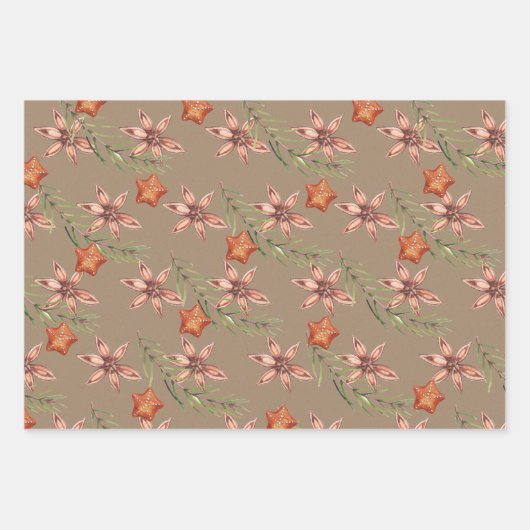 Rustikale Orangen Scheiben Anise Star Zimt Sticks Geschenkpapier Set (Vorderseite)