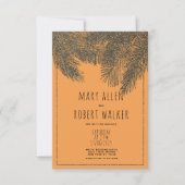 Rustikale Orangen-Silber-Glitzer-Tropenblatthochze Einladung (Vorderseite)