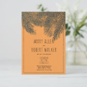 Rustikale Orangen-Silber-Glitzer-Tropenblatthochze Einladung (Stehend Vorderseite)